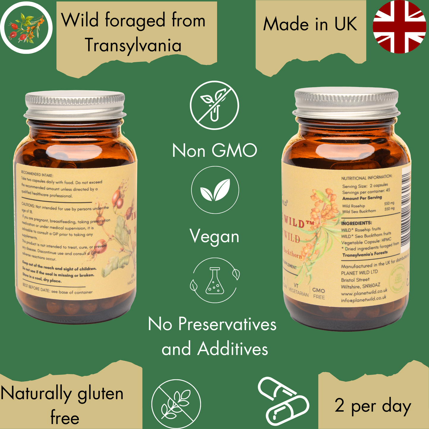 “Immune Wild™| Wild Rosehips and Sea Buckthorn Formula for Extra Defence and Powerful Immune Support”